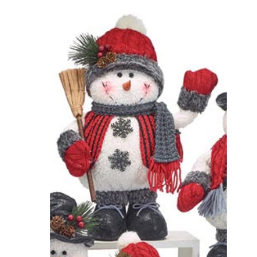 Plush Snowman Standing Snowman with Knit Hat and Scarf